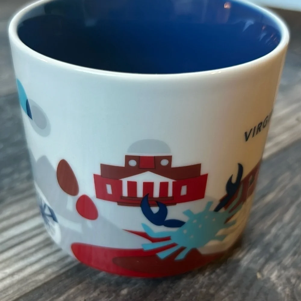 Starbucks Souvenir Mug Virginia 2017 Red White Blue 14oz You Are Here Collect.